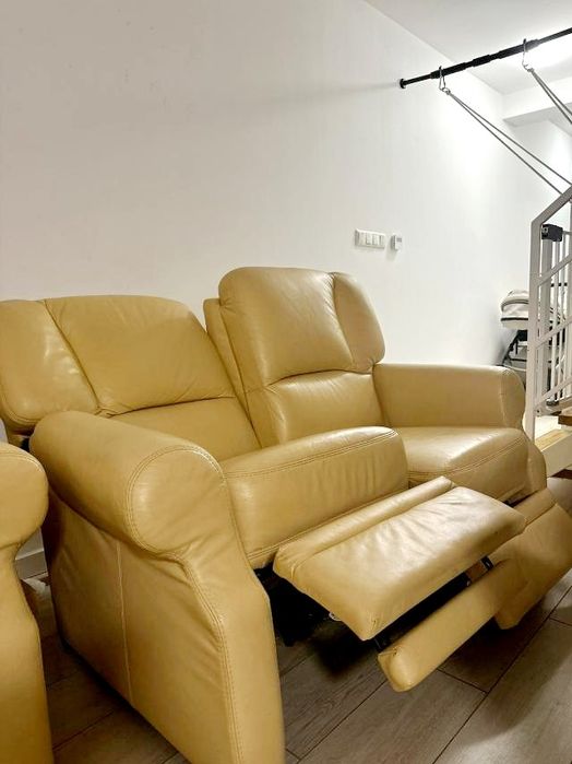 Шкіряний розкладний диван