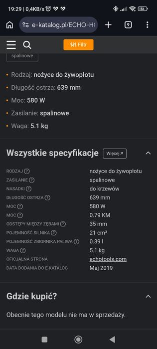 Nożyce spalinowe echo HCR 165 es