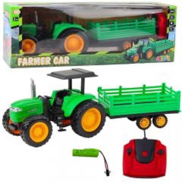 Traktor z przyczepą RC zielony ,550x190 mm