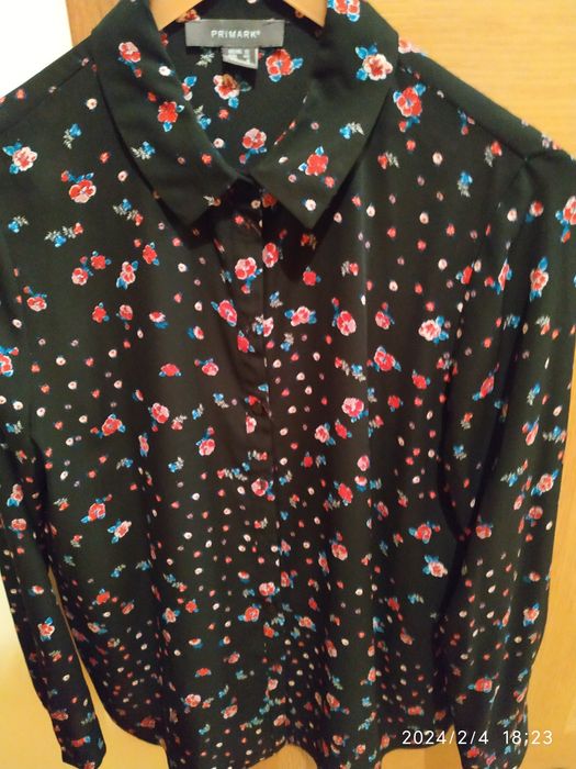 Bluzka damska koszulowa, firmy primark, czarna w kwiatki, r 40 używana