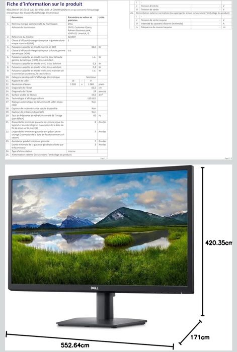 Monitor Dell E2423H 24" Full HD (1920x1080]