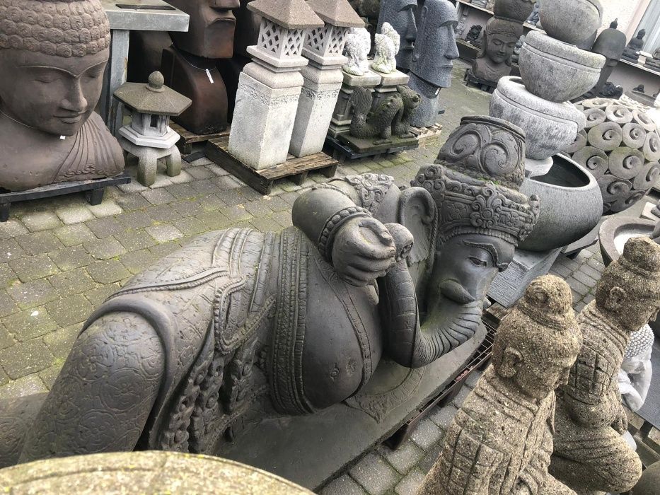 Ganesha, Ganpati, Ganeśa imponująca rzeźba z kamienia lawy 220cm