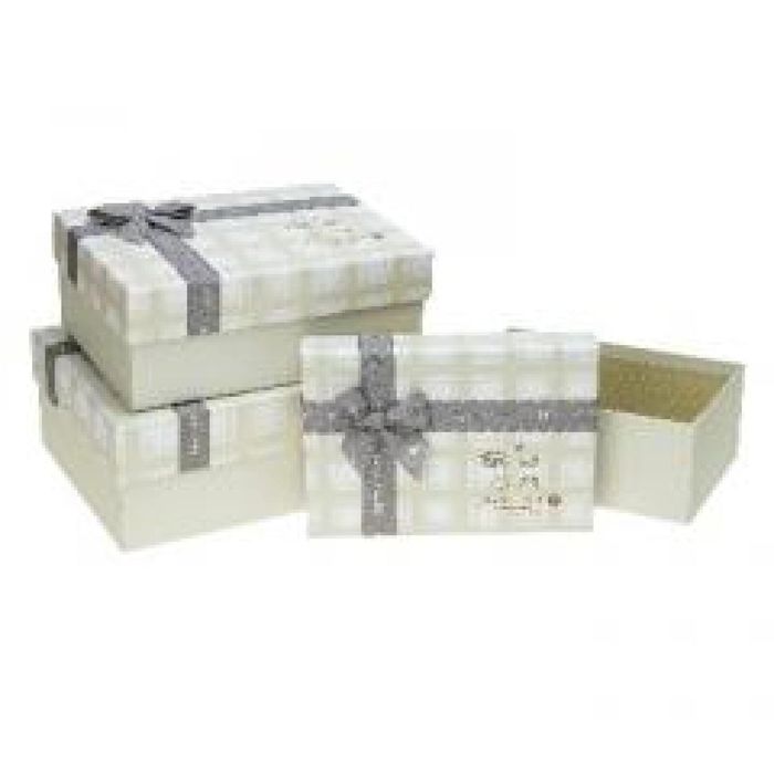 Pudełko prostokątne z kokardą 3szt ROZETTE