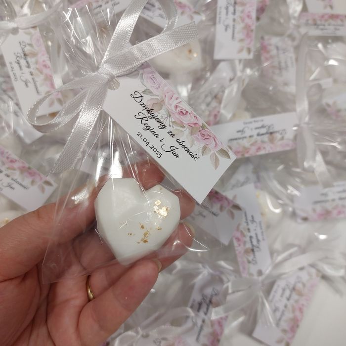 Mydełka serca upominki  podziekowania roczek chrzest ślub komunia