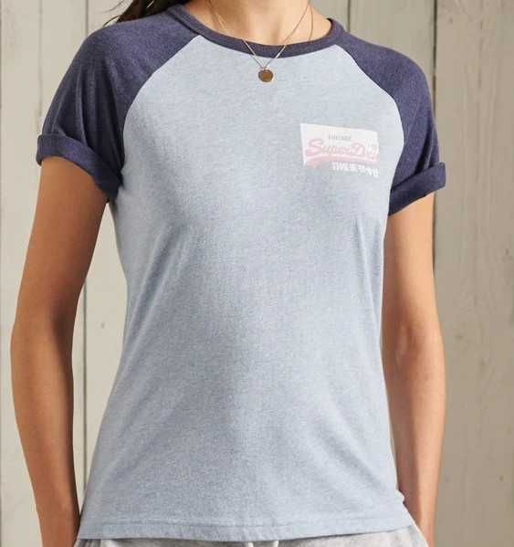 T-shirt de basebol azul da Superdry