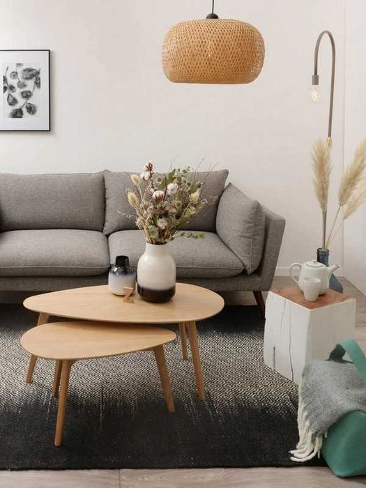 Komplet 2 minimalistycznych stolików kawowych z drewna Bloom Zago