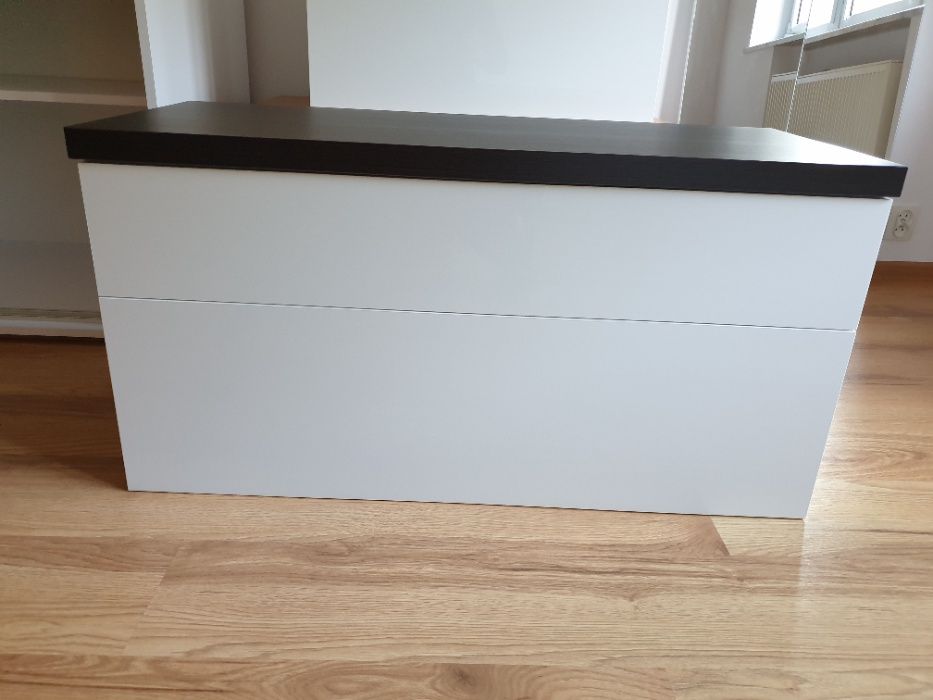 Szafka pod umywalkę, łazienkowa; biały połysk 98 cm. szuflady akryl