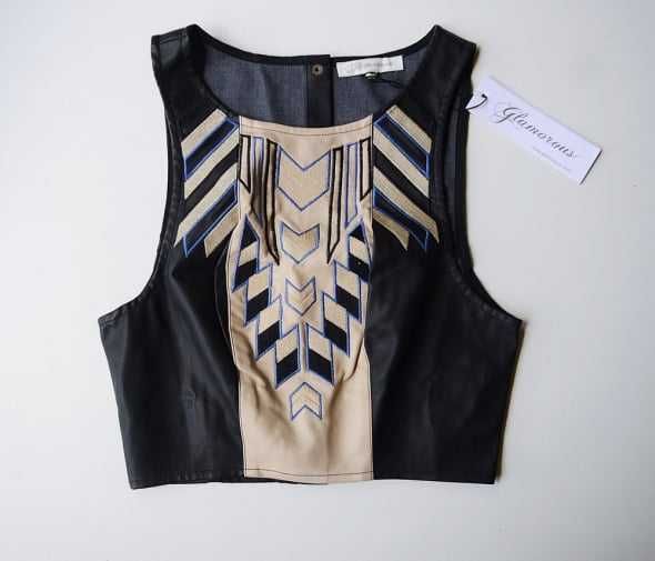 Top Bluzka Eko Skóra Czarny Nowy XS 34 Glamorous