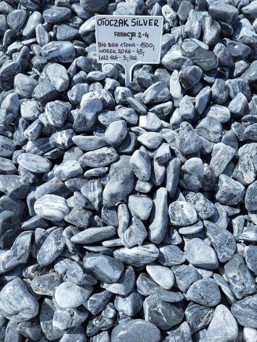 Otoczak Grecki Silver szary kamień naturalny ozdobny do ogrodu donic Kamienie ogrodowe grys żwir kruszywo