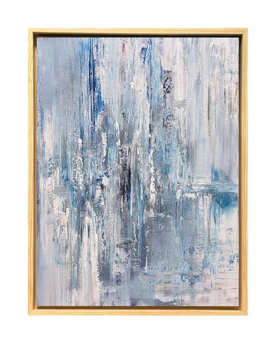 Obraz na płótnie niebieski w ramie abstrakcja ręcznie malowany