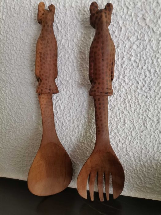 Talher saladeira madeira africano leopardo