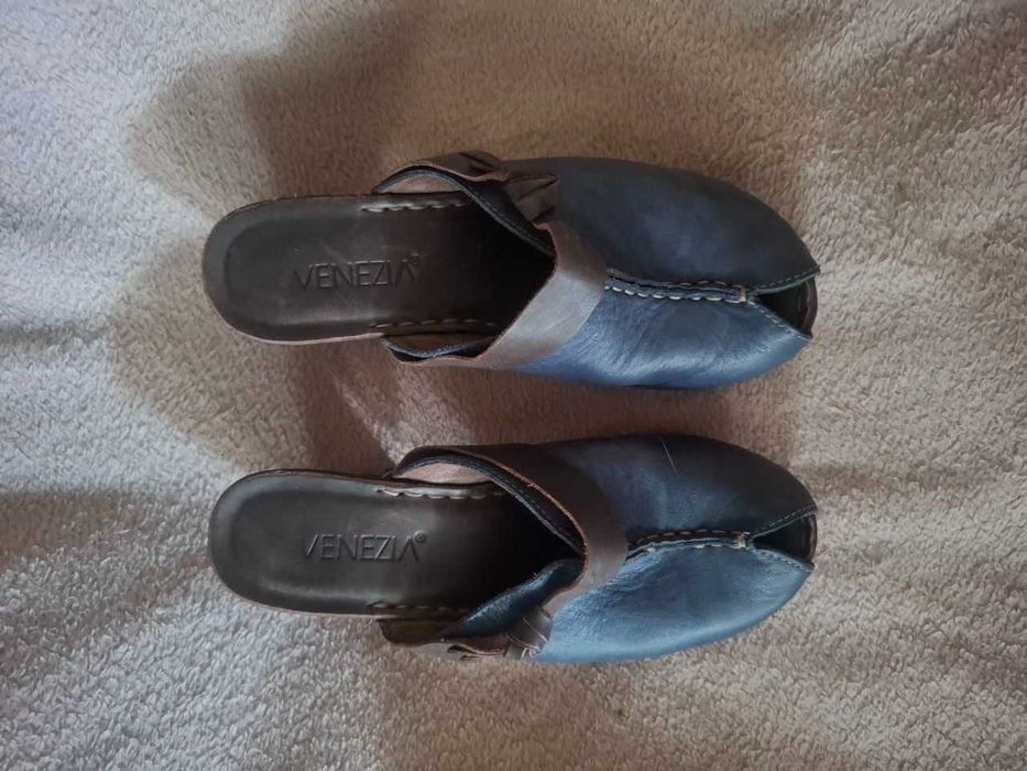 Chodaki, klapki na stabilnym obcasie open toe, Venezia, rozmiar 36