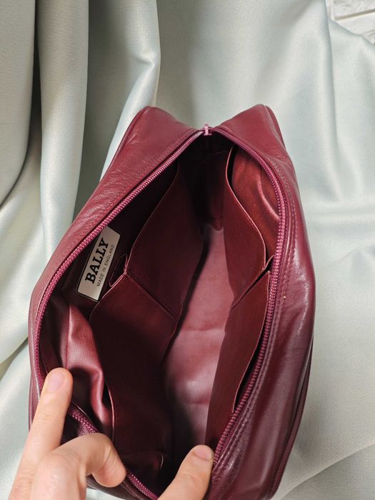 Bally бордова шкіряна сумка чоловіча косметична несесер подарункова
