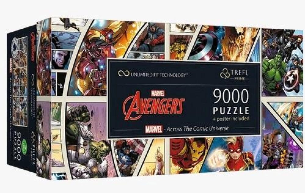 Puzzle 9000 UFT Marvel - Across The Comic Universe pudełko,450x247 mm