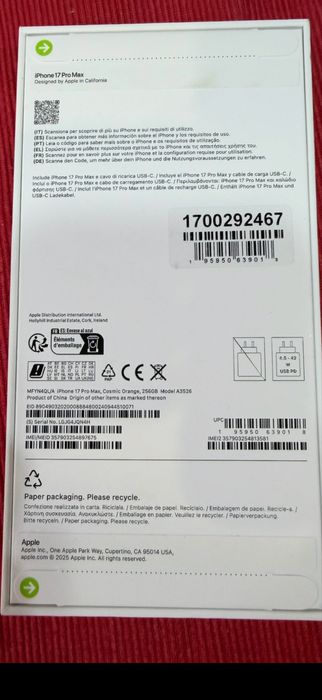 Iphone 17 pro Max 256GB Laranja Selado