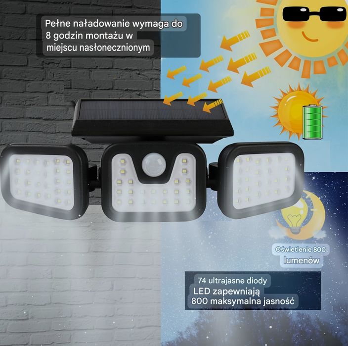 Lampa Solarna 74LED 800 Lumen