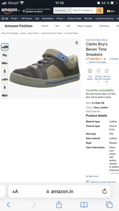 напівчеревики туфлі мокасини кросівки шкіряні Clarks 29р