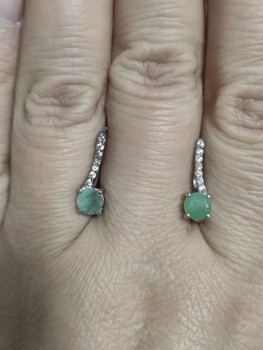 Срібний набір зі смарагдами