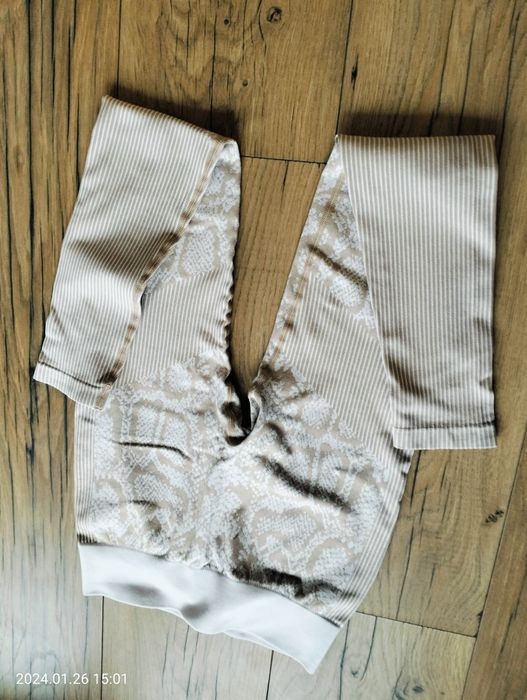legginsy modelujące sylwetkę wysoki stan M L 38 40 beżowe panterka wąż