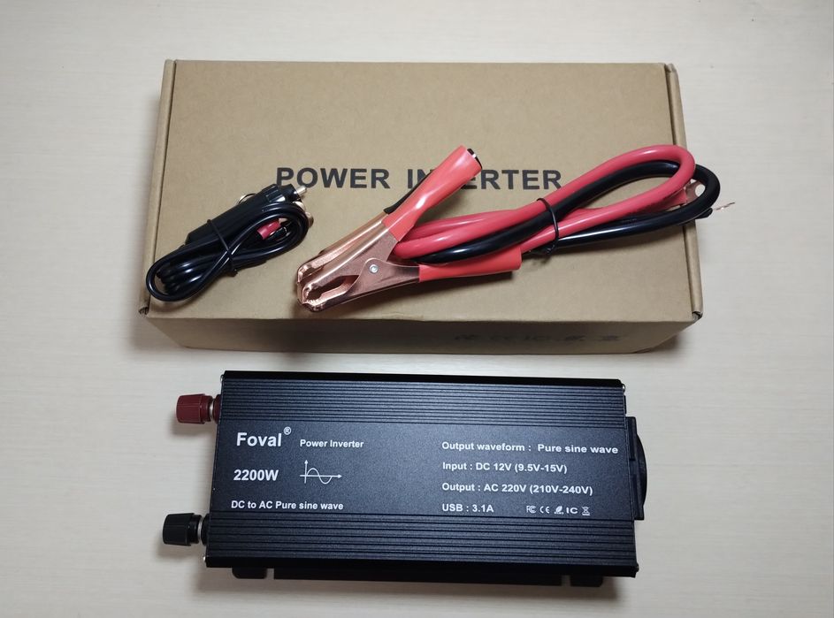 Інвертор Foval 2200w чиста синусоїда, 12-220 для котла, чистий синус