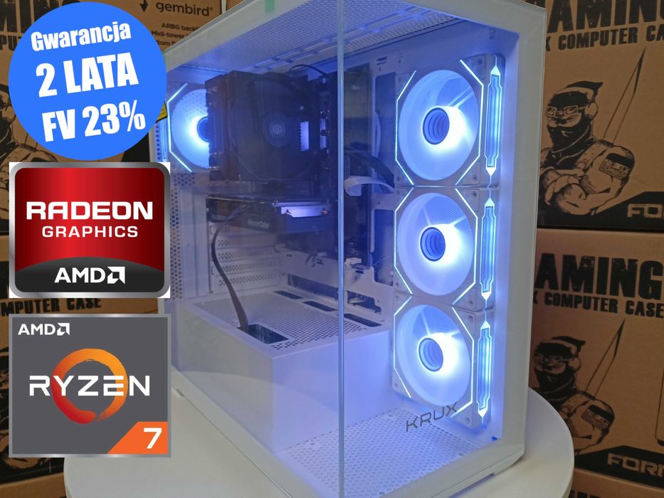Nowy Komputer Gamingowy Ryzen 7 7800X3D 32GB DDR5 1TB SSD RX 9060XT 16GB WiFi Win11 Gwarancja 24mc Faktura 23% KomputeryGamingowe.com