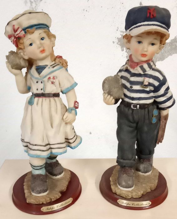 Estatuetas casal marinheiros, alt 32 cm, o lote por 10€
