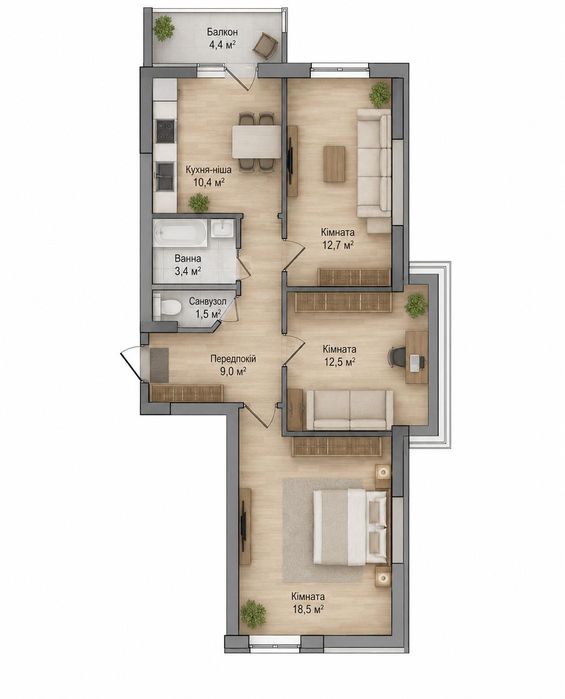 Продам 3-х кімн. квартиру72 м2 в ЖК Акварель-2 на Таїрова (881-016) - View 5