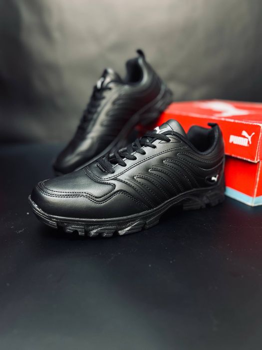 Черные кожаные кроссовки Puma / мужские демисезонные кроссовки пума