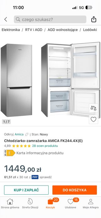 Nowa lodówka Amica