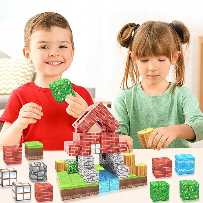 Klocki konstrukcyjne magnetyczne 100 el. styl Minecraft dla dzieci HIT