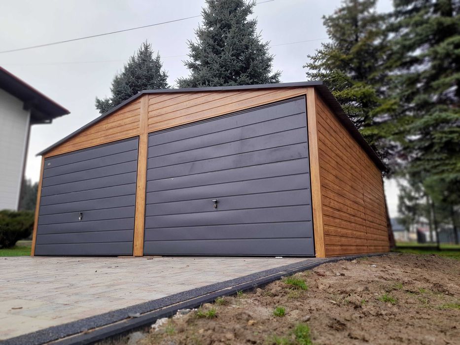 Garaż drewnopodobny  6x5 z dachem dwuspadowym