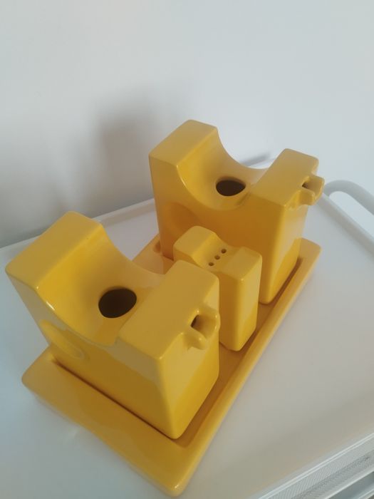 Conjunto de Mesa (Azeite, Vinagre e Sal) de Cerâmica Space Age