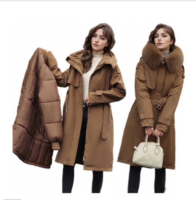 Kurtka zimowa parka brązowa