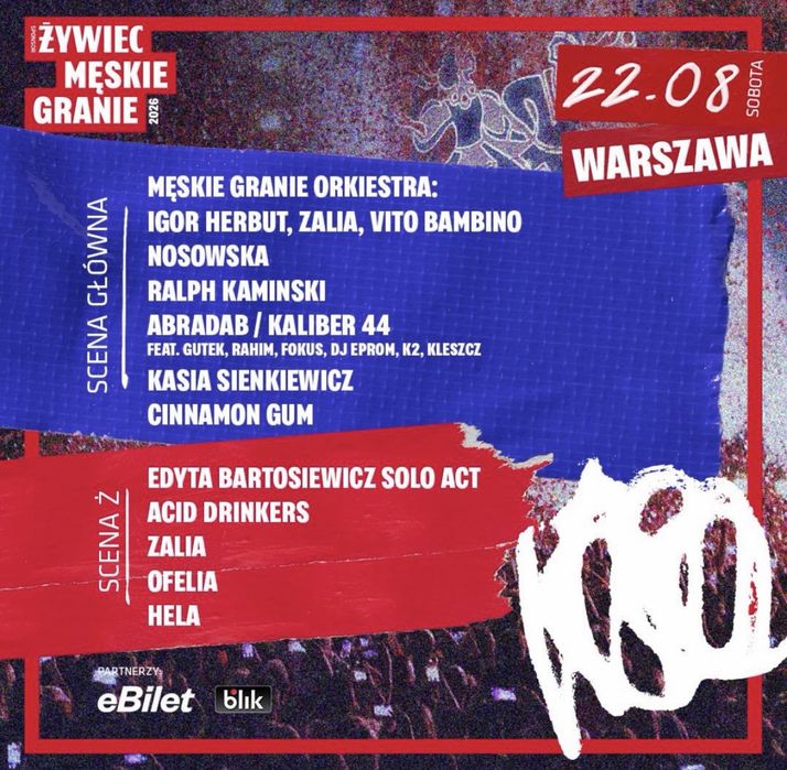 2 bilety na sprzedaz / Meskie Granie (Warszawa 22.08)