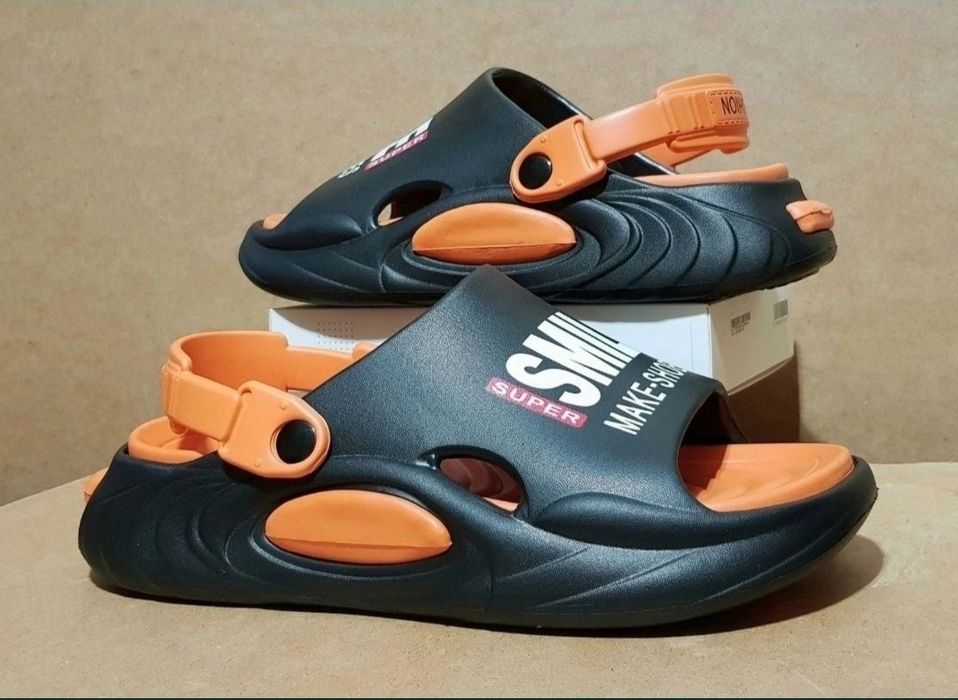 Klapki sandały męskie 40-41 (26cm) nowoczesne sportowe z paskiem czarn