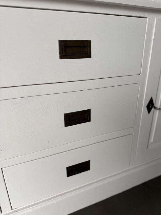 DUŻY XXL Biały drewniany kredens retro vintage bufet rustykalny