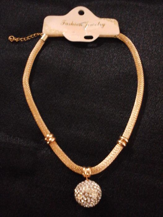 GARGANTILHA Dourada c/Berloque Brilhantes "Fashion Jewerly" - NOVA!