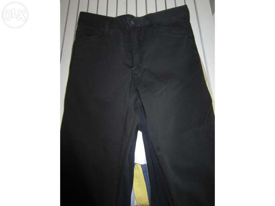 Slim Black Twill Trousers, Size 36