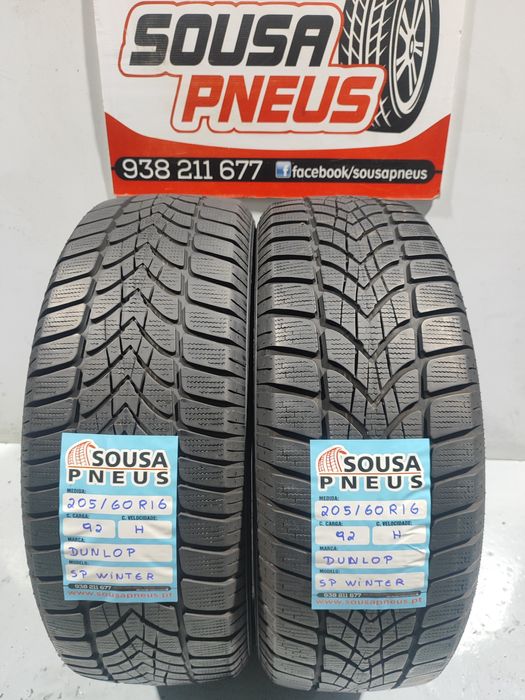 2 pneus semi novos 205-60R16 Dunlop - Oferta dos Portes