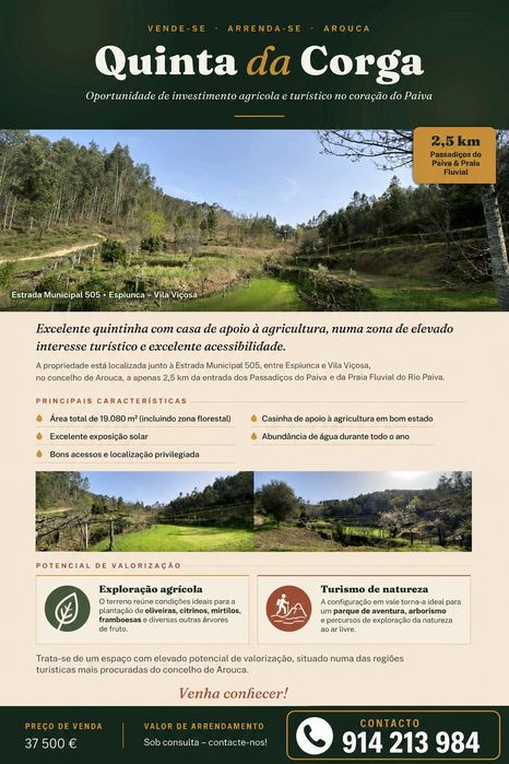 Quinta com casa de apoio à agricultura e área florestal