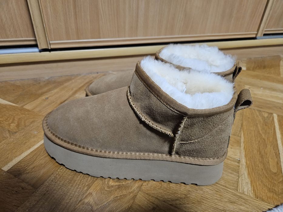 Buty zimowe na grubej podeszwie, z futrem w stylu ugg