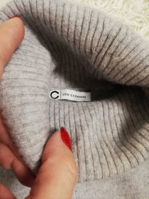 sweter 100% kaszmir S M Cubus szary sweter golf kaszmir S M