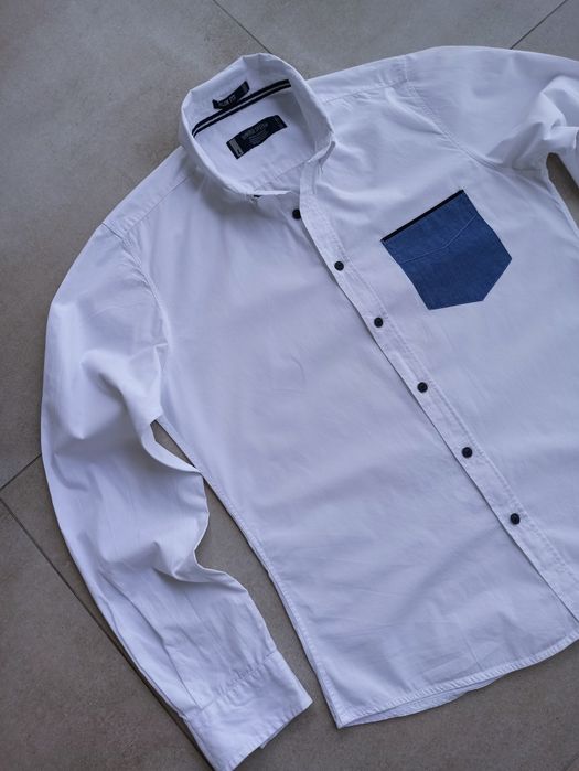 DIVERSE  oryginalna  biała koszula męska slim  fit rozmiar  L, M