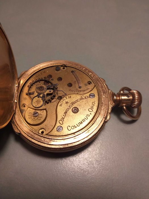 Columbus Ohio pozłacany zegarek kieszonkowy.  Nie sprawny na części