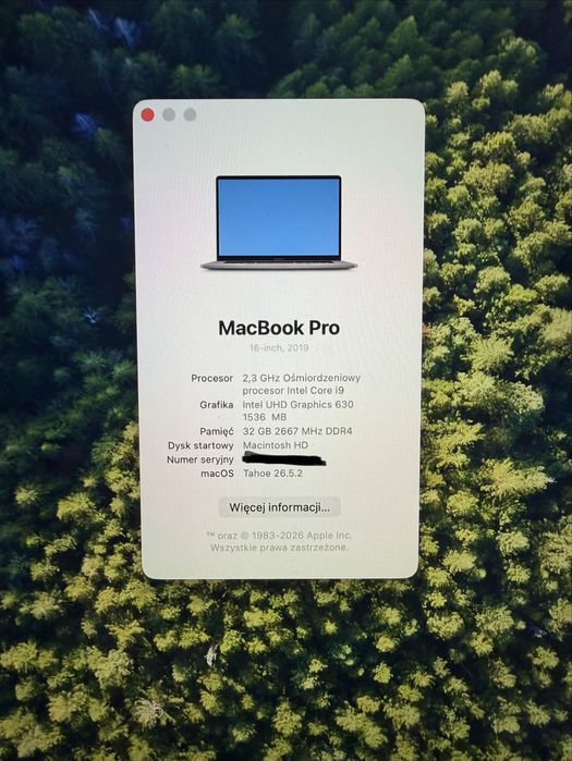 Macbook Pro 16 cali 2019