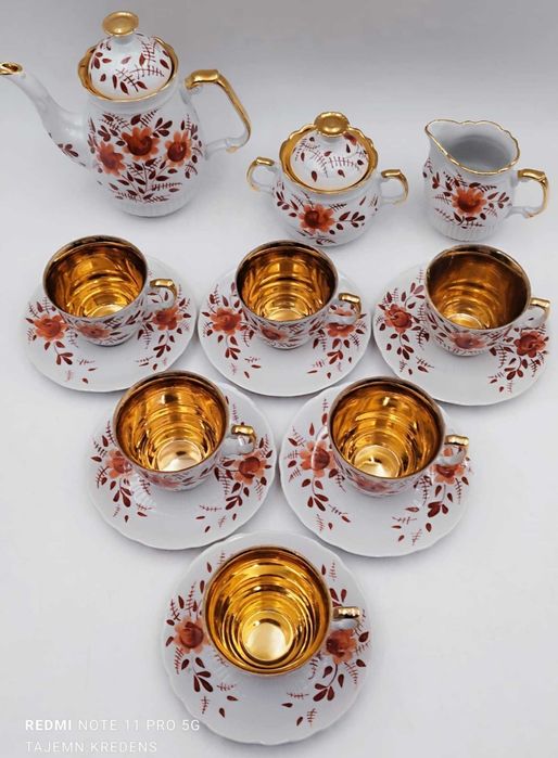 Serwis kawowy Macedonia Włocławek ręcznie malowany Borucki
