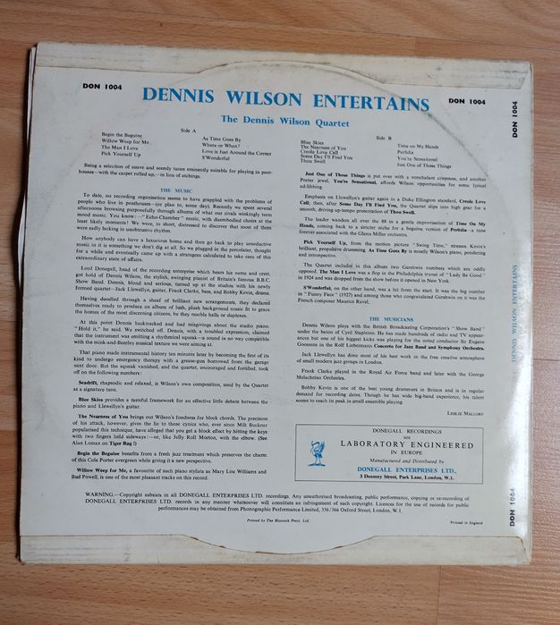 Dennis Wilson Quartet vinil 33' edição rara inglesa