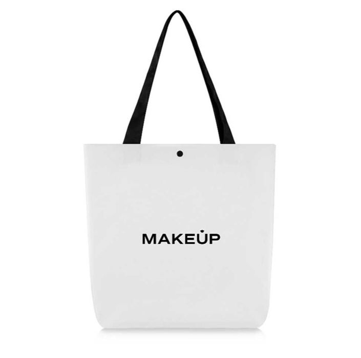 Сумка шоппер белая Мейкап MakeUp с черными ручками