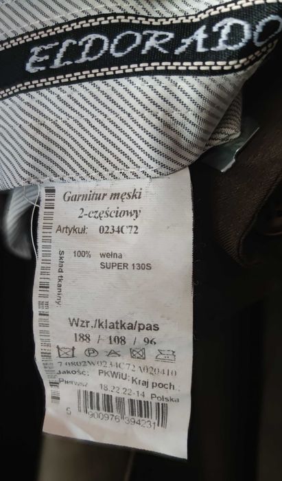 Garnitur 188 brązowy oliwkowy super materiał 100% wełna