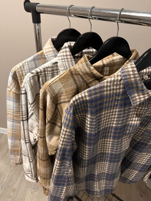 Нова сорочка в клітинку оверсайз тепла рубашка в клетку жіночий одяг